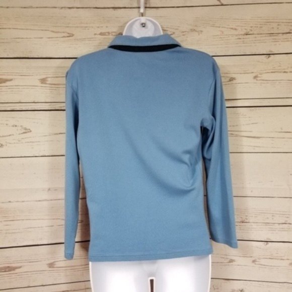 Nautica Jeans Womens Blue V-neck Collared Polo Shirt Long Sleeve Size M - Picture 4 of 5